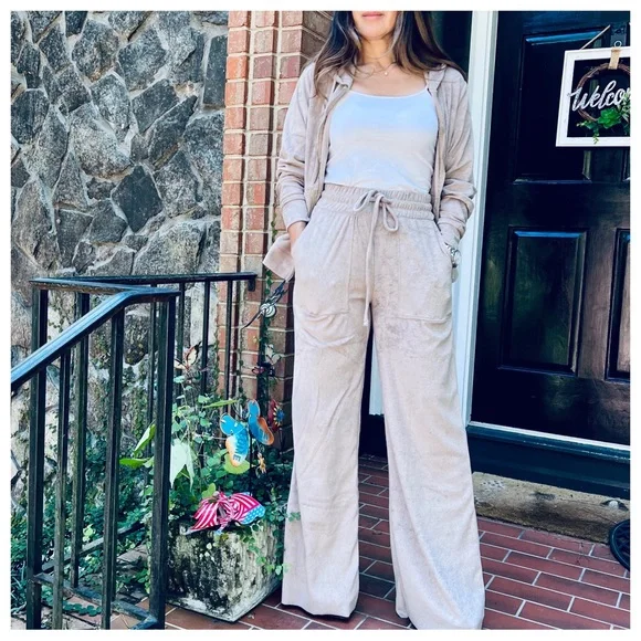 #02 FABULOUS TERRY ZIP UP HOODIE JACKET & WIDE LEG PANTS SET - Picture 4 of 6